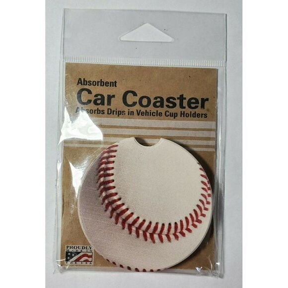 Counter Art Car Coasters Baseball Absorbent Stone Cup Holder Sports - SET OF 4 - Picture 2 of 4